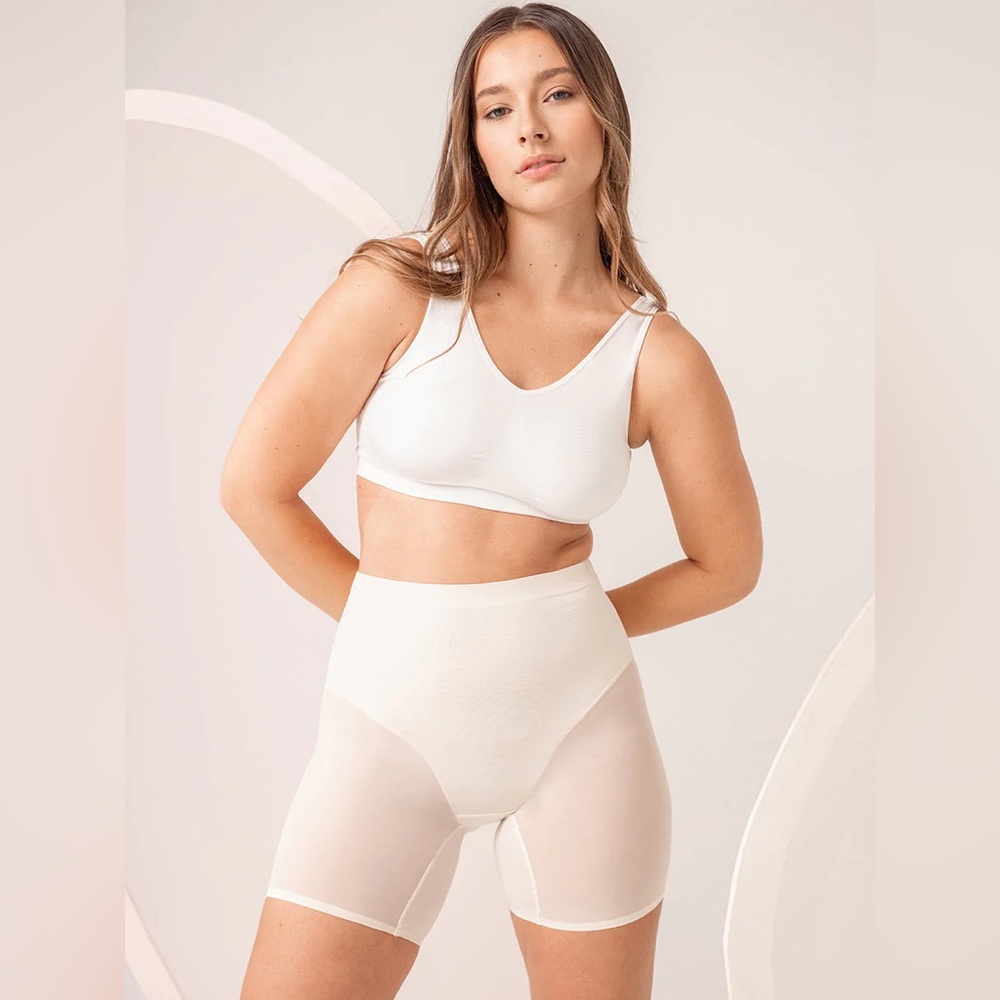 Shapermint Empetua Empower Mesh Shaper Shorts - Beige / Ivory 2X -NWT